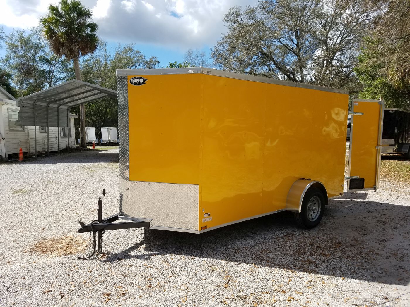 6x12 SA Trailer - Yellow, Double Doors, Side Door, Extra Height, Concession Door